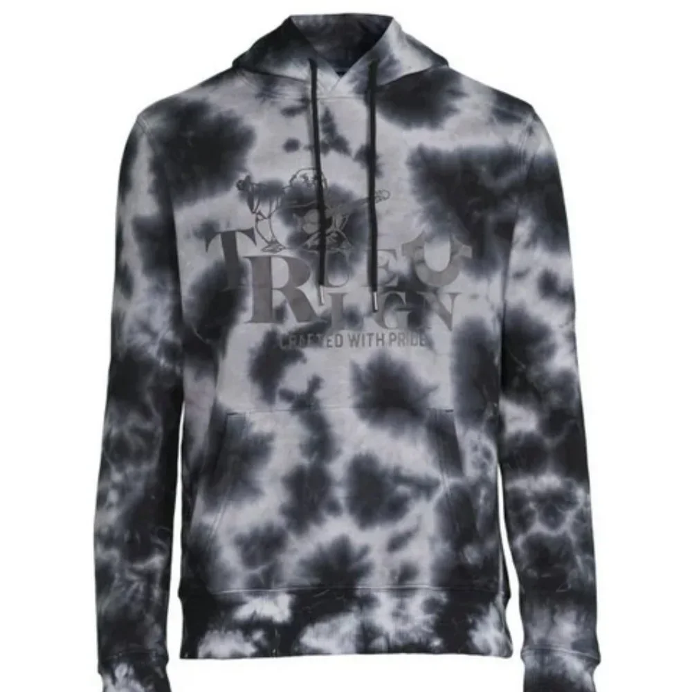 True Religion Logo Horseshoe Pullover Sweatshirt Tie Dye Size L NWT